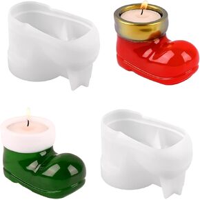 Actvty Christmas Boots Candle Holder Resin Molds, 2 Pcs Tealight Candle Holder Silicone Molds for Resin Casting, Cement Concrete, Plaster, DIY Resin Craft Winter Table Home Decoration