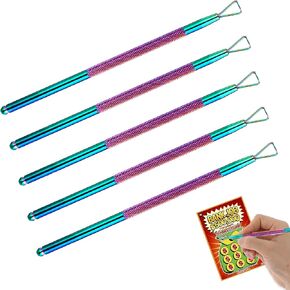 Lusofie 5PCS Lottery Scratcher Tool Metal Ticket Scratcher, Multi-Purpose Scraper Tool for Tickets Stickers Labels Films, Save Your Arthritic Hands,Color Titanium
