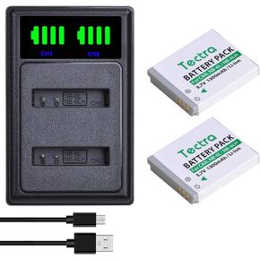 Tectra 2 Pack NB-6L NB-6LH Battery for Canon Powershot S120, SX510 HS, SX280 HS, SX500 is, SX700, D20, S90, D30, ELPH 500, SX270, SX240, SX520 Cameras