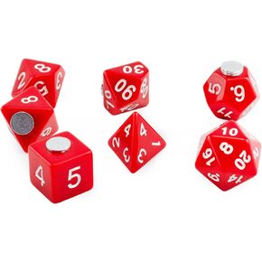 Toy Vault Fridge Magnet Dice Set (7-Piece Set); Red Polyhedral Dice-Shaped Decorative Refrigerator Magnets