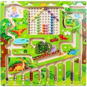 HOMELYLIFE Magnetic Color and Number Maze, Wooden Magnetic Maze Board Preschooler Educational Matching Learning, Montessori Toys Motor Skill Toys for Toddlers Boys Girls 3Y+, Farm Style