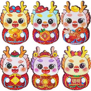 Red Envelopes Chinese,Dragon Red Envelopes 2024 Red Money Envelopes for Cash,红包,Laisee,Lucky Money Envelopes, Hongbao,Ingenious Red Pockets with Novel Styles #211 (3Patterns 6Pcs)