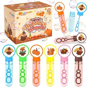movinpe 24pcs الخريف عيد الشكر فقاعة الصولجانات للأطفال، 6 أنماط فقاعة حزب تفضل عيد الشكر فقاعة اللعب الهدايا سلة الحشو جودي حقيبة الحشو جوائز الفصول الدراسية للفتيات الفتيان الأطفال