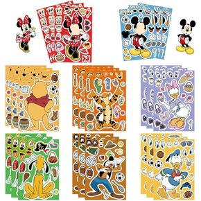 24 Sheets Make Your Own Stickers, Make Cartoon Character, Make a Face Stickers, Classroom Rewards, Themed Art Craft Party Supplies (Green)