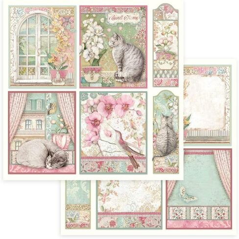 Stamperia Intl Paper PAD 8X8 10PK Orchid/CAT, 10 Count (Pack of 1), Various in Saudi Arabia