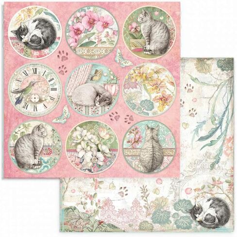Stamperia Intl Paper PAD 8X8 10PK Orchid/CAT, 10 Count (Pack of 1), Various in Saudi Arabia