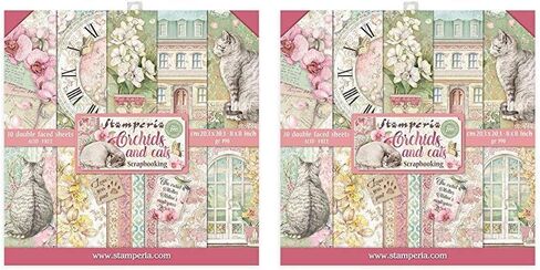 Stamperia Intl Paper PAD 8X8 10PK Orchid/CAT, 10 Count (Pack of 1), Various in Saudi Arabia