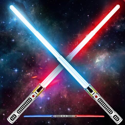 Light Up Saber, 2 Pack Light up Saber for Kids, Extendable Light Up Toy Sword for Kids, Light Up Sword Set, Dual Light Up Sabers for Kids Adults Toddler Boy Girl,Light Savers Party Toy Sword in Saudi Arabia