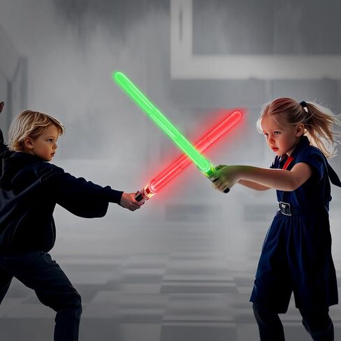 Light Up Saber, 2 Pack Light up Saber for Kids, Extendable Light Up Toy Sword for Kids, Light Up Sword Set, Dual Light Up Sabers for Kids Adults Toddler Boy Girl,Light Savers Party Toy Sword in Saudi Arabia