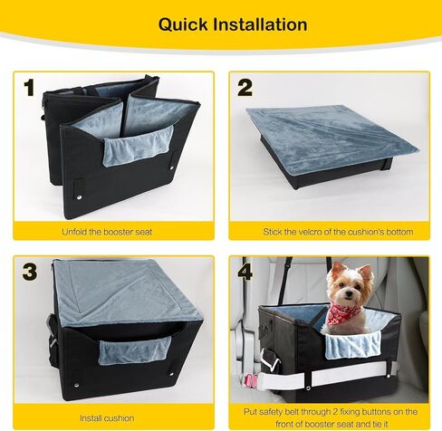 Dog Cat Car Seat, Collapsible Dog Car Carrier for Small Dogs, Travel Pet Car Booster Seat with Fleece Liner for Small Dog Cat up to 20 lbs in Saudi Arabia