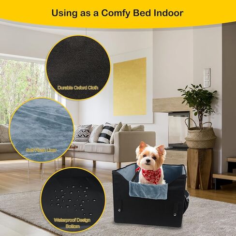 Dog Cat Car Seat, Collapsible Dog Car Carrier for Small Dogs, Travel Pet Car Booster Seat with Fleece Liner for Small Dog Cat up to 20 lbs in Saudi Arabia