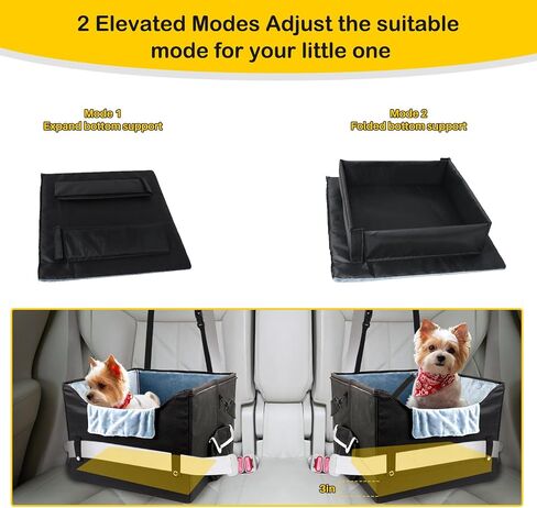 Dog Cat Car Seat, Collapsible Dog Car Carrier for Small Dogs, Travel Pet Car Booster Seat with Fleece Liner for Small Dog Cat up to 20 lbs in Saudi Arabia