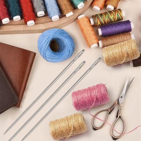 ابر خياطة يدوية مستقيمة بطول 12 انش بسمك 3 ملم، ابر خياطة بعين كبيرة لخياطة النسيج والحواف والخياطة من خلال الحشو والمشاريع الفنية، 6 قطع in Kuwait