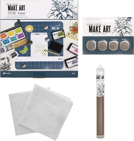 Wendy Vecchi Make Art Stay-Tion, Make Art Non Stick 9x9 Craft Sheet, Make Art 4 Piece Magnet Set, 2 Clean Life Soft Cleaning Cloths, Bundle of Five Items (WVA64626, WVA69102, WVA68037) in Saudi Arabia