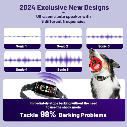 Dog Bark Collar 2 Pack,Rechargeable Smart Barking Collar, 8-120lbs Anti Bark Training Collar with 8 Adjustable Sensitivity, Barking Collar with Beep Vibration Harmless Shock(2 Pack) in Saudi Arabia
