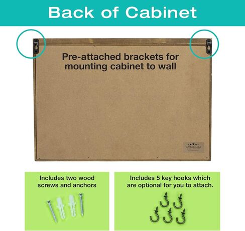 منتجات Excello Global سبورة مغناطيسية خشبية ريفية: خزانة مدخل مثبتة على الحائط مقاس 12 × 17 بوصة تشتمل على لوح الفلين ورف عرض منظم لسبورة الطباشير القابلة للمسح وخطافات المفاتيح (أبيض) in Kuwait