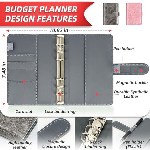 2 in 1 Money Saving Binder, A6 Budget Binder with 12pcs Zipper Cash Envelopes, Money Saving Challenge Tracker & Expense Sheets, Cash Stuffing Binder for Budget Planner in Saudi Arabia