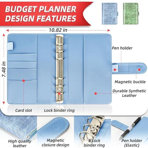 2 in 1 Money Saving Binder, A6 Budget Binder with 12pcs Zipper Cash Envelopes, Money Saving Challenge Tracker & Expense Sheets, Cash Stuffing Binder for Budget Planner in Saudi Arabia