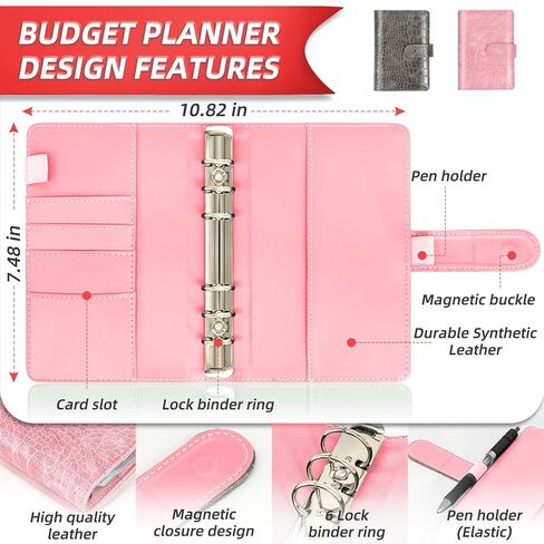 2 in 1 Money Saving Binder, A6 Budget Binder with 12pcs Zipper Cash Envelopes, Money Saving Challenge Tracker & Expense Sheets, Cash Stuffing Binder for Budget Planner in Saudi Arabia