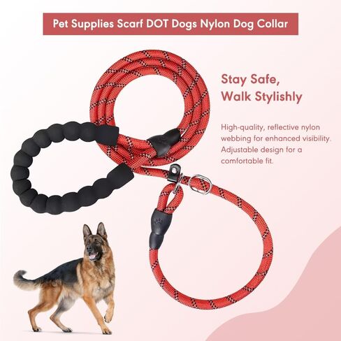 Reflective Slip Leash for Dogs with Soft Padding - Adjustable Heavy Duty Dog Leash for Dogs 2 in 1 Collar and 6 Foot Dog Leash for Training - Highly Reflective Nylon Slip Leash for Dogs in Saudi Arabia