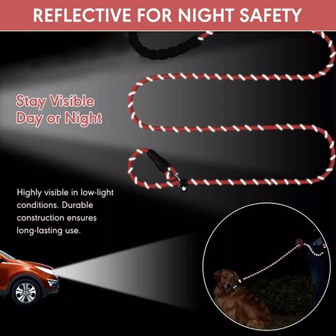 Reflective Slip Leash for Dogs with Soft Padding - Adjustable Heavy Duty Dog Leash for Dogs 2 in 1 Collar and 6 Foot Dog Leash for Training - Highly Reflective Nylon Slip Leash for Dogs in Saudi Arabia