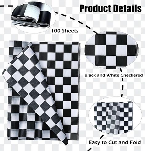 MUNILAIL 100 Sheets Checkered Tissue Paper 14 x 20 Inches Black and White Gift Wrapping Paper Race Car Art Paper for Birthday Party Decorations Packaging Tissue Paper in Saudi Arabia