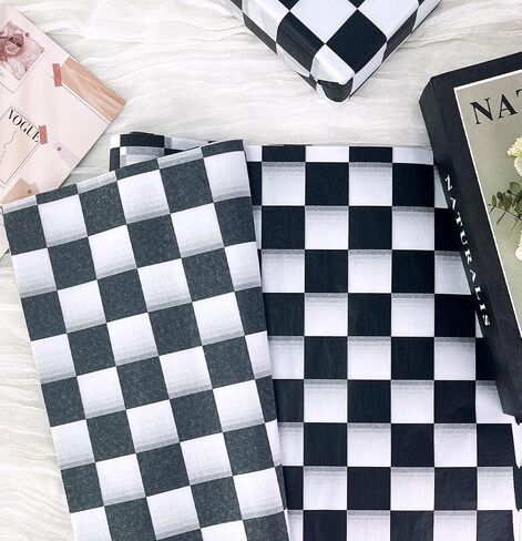 MUNILAIL 100 Sheets Checkered Tissue Paper 14 x 20 Inches Black and White Gift Wrapping Paper Race Car Art Paper for Birthday Party Decorations Packaging Tissue Paper in Saudi Arabia