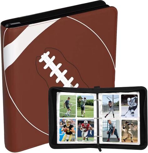 400 Pockets Trading Card Binder, Card Binder Album Folder with 50 Top-Loading Page Sleeves, 4 Pocket Card Binder for Game Cards, Sports Cards, Baseball Cards (Football) in Saudi Arabia