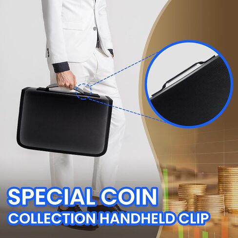 Coin Collection Supplies Holder for Collectors with Handle, Fireproof 400 Pockets Coin Collection Book & 36 Paper Money Organizer Binder for Coin Currency Collection Supplies,Pennies (Black) in Kuwait