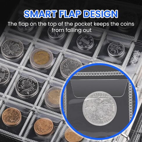 Coin Collection Supplies Holder for Collectors with Handle, Fireproof 400 Pockets Coin Collection Book & 36 Paper Money Organizer Binder for Coin Currency Collection Supplies,Pennies (Black) in Kuwait