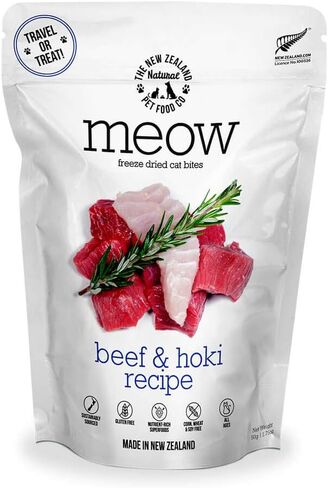 شركة New Zealand Natural Pet Food Co. Meow Lamb & King Salmon تجميد طعام القطط الخام المجفف أو الخلاط أو الطبقة العلوية أو الحلوى - وصفة عالية البروتين وطبيعية ومحدودة المكونات 1.76 أونصة in Kuwait
