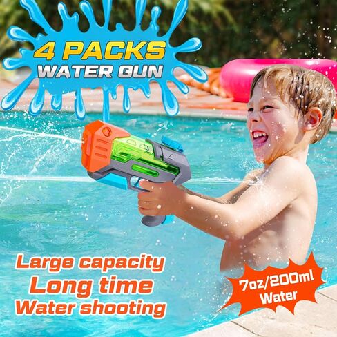 4 Packs Water Gun for Kids - Soaker Squirt Water Guns with High Capacity Long Shooting Range, Super Watergun Blaster Pool Toys Perfect for Children, Teens and Adults Summer Fun in Saudi Arabia