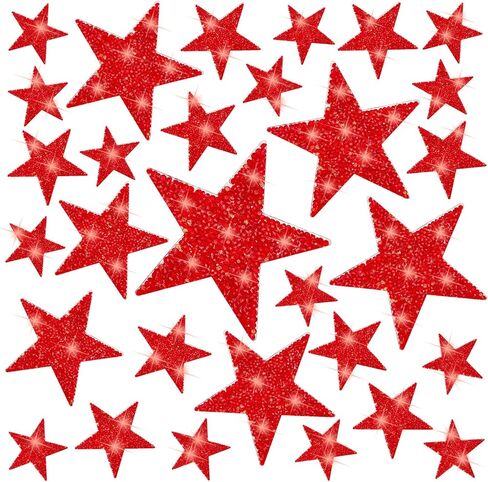 37Pcs 6Sizes Star Patches Iron On,Star Appliques Rhinestone Adhesive Iron on Star Patches Adhesive Applique Glitter Repair Patch for Clothes Bag Pants Shoes Cellphone Decor DIY Accessory(Black) in Kuwait
