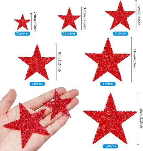 37Pcs 6Sizes Star Patches Iron On,Star Appliques Rhinestone Adhesive Iron on Star Patches Adhesive Applique Glitter Repair Patch for Clothes Bag Pants Shoes Cellphone Decor DIY Accessory(Black) in Kuwait