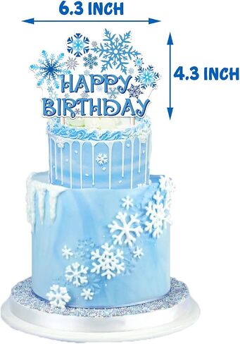 Winter Wonderland Birthday Party Decorations Snowflake Happy Birthday Banner Cake Toppers Blue White Snowflake Balloons Winter Wonderland Boys Girls 1st Birthday Party Supplies in Saudi Arabia