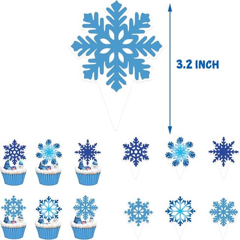Winter Wonderland Birthday Party Decorations Snowflake Happy Birthday Banner Cake Toppers Blue White Snowflake Balloons Winter Wonderland Boys Girls 1st Birthday Party Supplies in Saudi Arabia