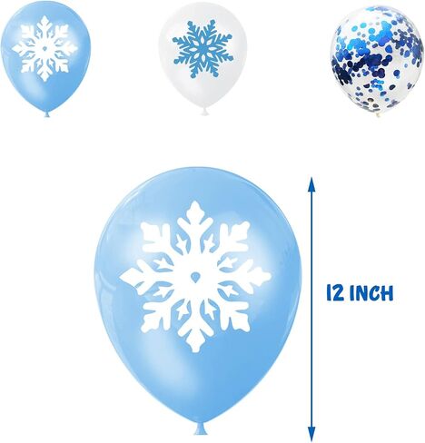 Winter Wonderland Birthday Party Decorations Snowflake Happy Birthday Banner Cake Toppers Blue White Snowflake Balloons Winter Wonderland Boys Girls 1st Birthday Party Supplies in Saudi Arabia