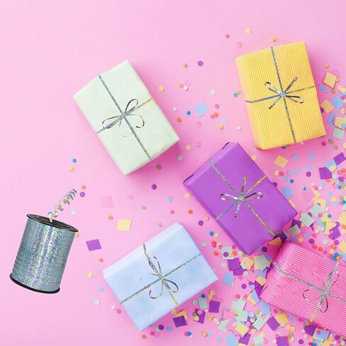 500 Yards Sliver Laser Curling Ribbon,1/5" Holographic Curly Ribbons,Curling Shiny Ribbon for Gifts Package Wrapping, Party Festival Art Craft Decor,Florists, Weddings,Bows,Crafts wrap in Saudi Arabia