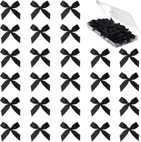 100PCS Mini Ribbon Bows 1.57" Satin Small Premade Bows for Sewing Crafts Gift Wrapping Baby Shower Hair Cake Treats Party Christmas Decorations Gold in Kuwait