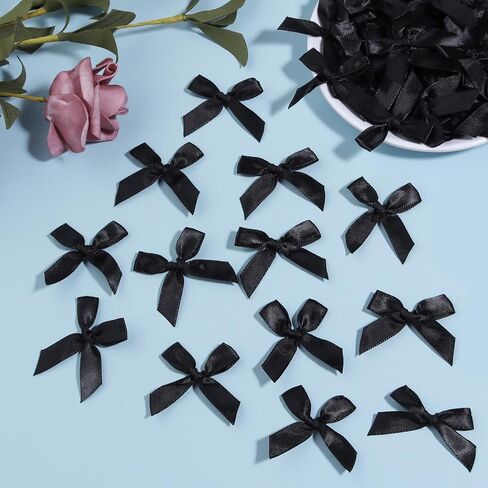 100PCS Mini Ribbon Bows 1.57" Satin Small Premade Bows for Sewing Crafts Gift Wrapping Baby Shower Hair Cake Treats Party Christmas Decorations Gold in Kuwait