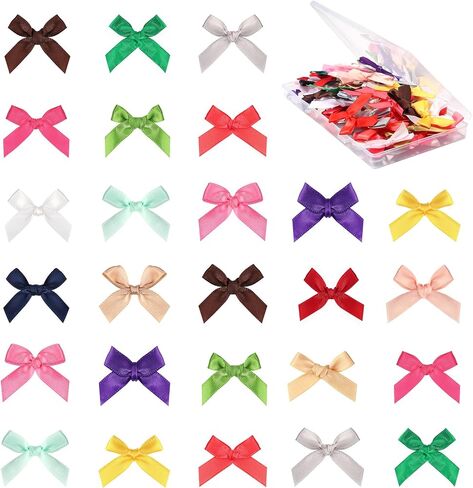 100PCS Mini Ribbon Bows 1.57" Satin Small Premade Bows for Sewing Crafts Gift Wrapping Baby Shower Hair Cake Treats Party Christmas Decorations Gold in Kuwait