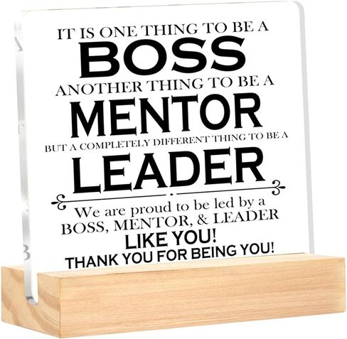 Leader Gifts for Women Men, Thank You Gifts for Leader Boss Mentor Manager, Leader Definition Decorative Acrylic Desk Sign Plaque 4 x 4 Inches in Saudi Arabia
