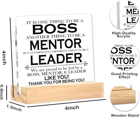 Leader Gifts for Women Men, Thank You Gifts for Leader Boss Mentor Manager, Leader Definition Decorative Acrylic Desk Sign Plaque 4 x 4 Inches in Saudi Arabia