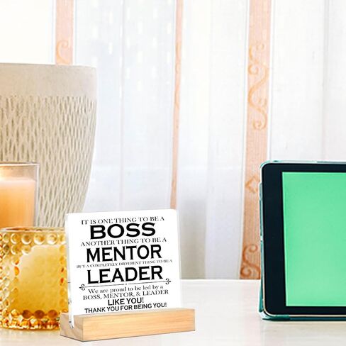 Leader Gifts for Women Men, Thank You Gifts for Leader Boss Mentor Manager, Leader Definition Decorative Acrylic Desk Sign Plaque 4 x 4 Inches in Saudi Arabia
