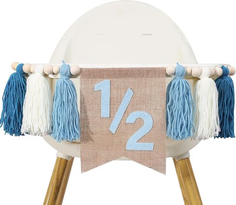 WAWUO Pink 1/2 Birthday High Chair Banner - Girls Half Birthday Party Decorations,Pink Tassel Wood Bead Highchair Garland in Saudi Arabia