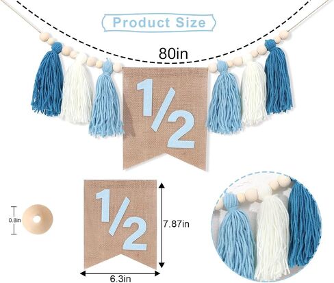 WAWUO Pink 1/2 Birthday High Chair Banner - Girls Half Birthday Party Decorations,Pink Tassel Wood Bead Highchair Garland in Saudi Arabia