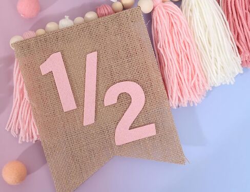 WAWUO Pink 1/2 Birthday High Chair Banner - Girls Half Birthday Party Decorations,Pink Tassel Wood Bead Highchair Garland in Saudi Arabia