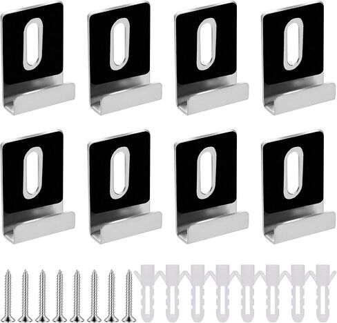 8 قطع مشابك مرآة للتركيب على الحائط بمسامير، مشابك مرآة مع براغي طقم حامل مرآة مع مسامير حامل مرآة ومشابك مرآة لتركيب المرآة بدون إطار لعرض لوحة الإعلانات (فضي) in Saudi Arabia