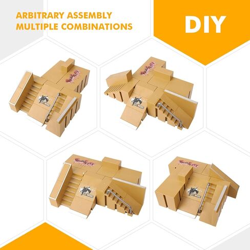 DaCool Fingerboard Skate Park Kit 19 PCS Fingerboard Ramps Mini Finger Toys Finger Skateboards Swing Board Finger Bike Scooter Roller Skates Fingerboard Skatepark Ramp Deck for Kids Gift in Kuwait