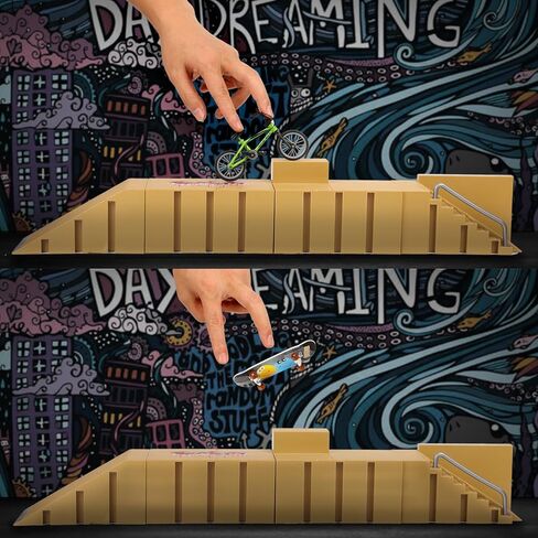 DaCool Fingerboard Skate Park Kit 19 PCS Fingerboard Ramps Mini Finger Toys Finger Skateboards Swing Board Finger Bike Scooter Roller Skates Fingerboard Skatepark Ramp Deck for Kids Gift in Kuwait